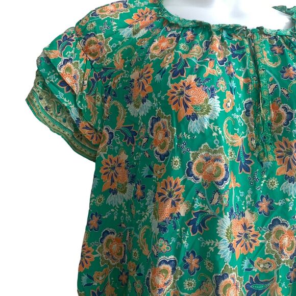 Rose + Olive Women's Blouse Plus 3X Floral Boho Tunic Short Sleeve 100% Rayon - Picture 8 of 9